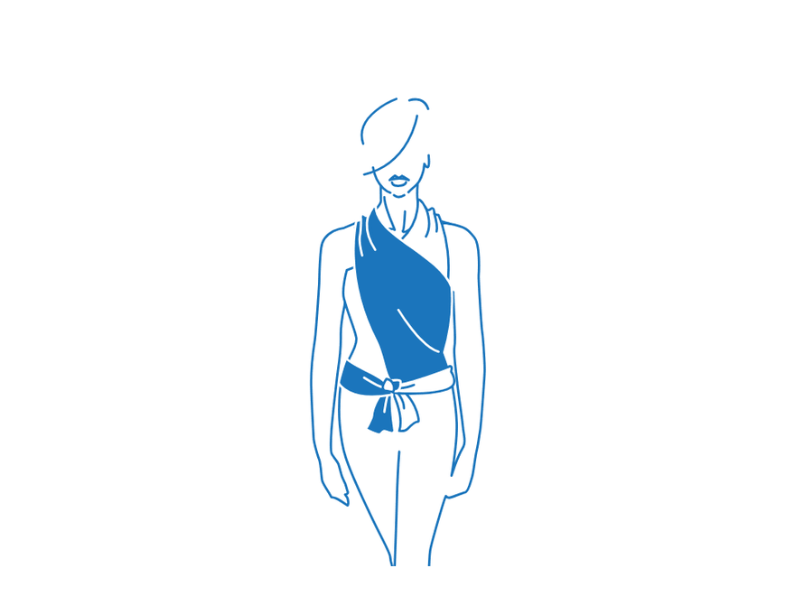 Body Wrap: Two-Tone Crossover Top with Front Tie, finished