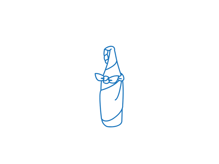 One Bottle Wrap: Diagonal Roll, finished